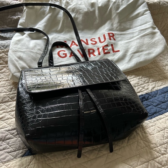 Mansur Gavriel Black Croc-Embossed Soft Lady Bag FA 2019 - Picture 5 of 12